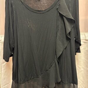 Lane Bryant Black Ruffle Blouse